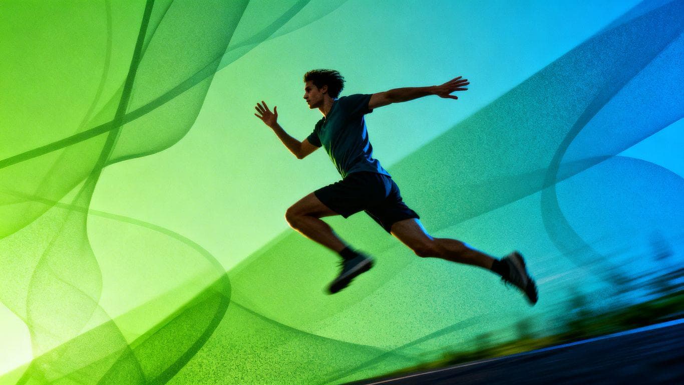 Person in motion, symbolizing health and progress.