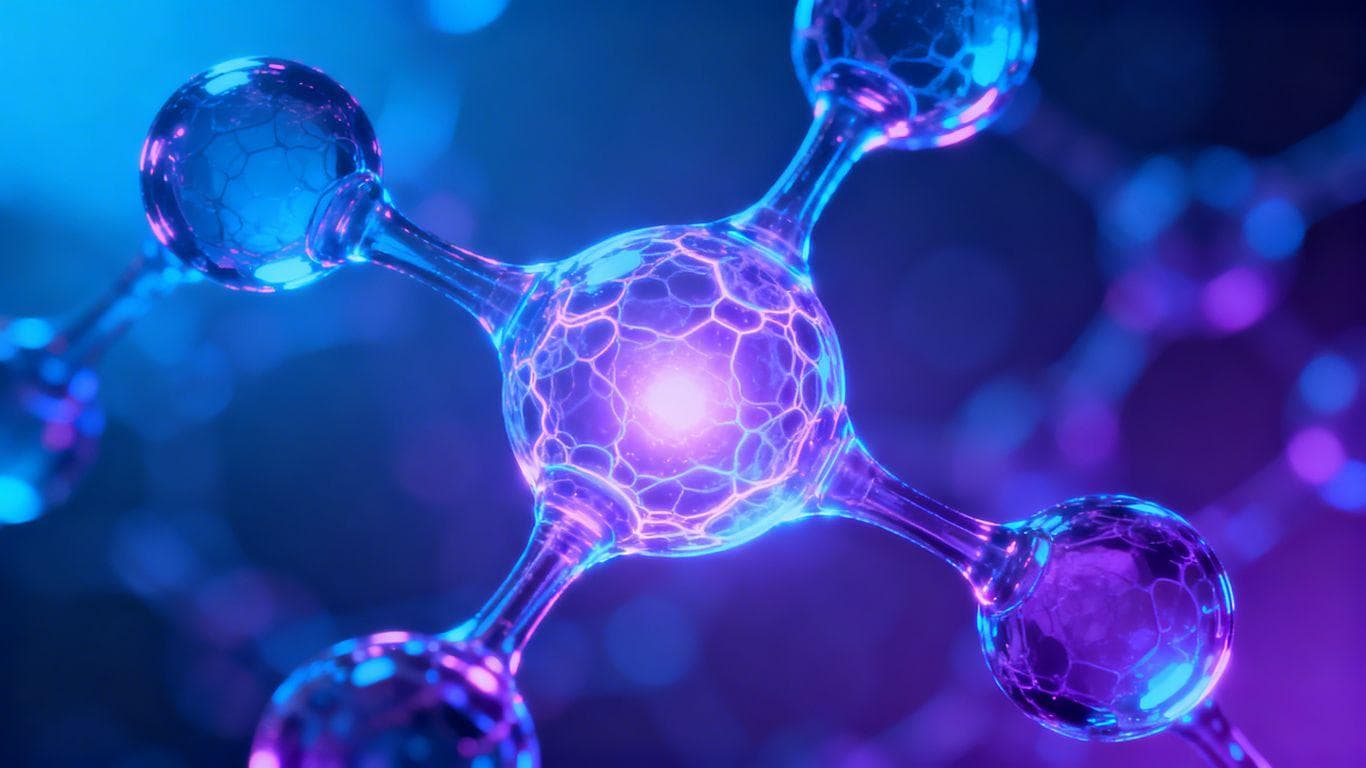 Abstract glowing molecule representing advanced weight loss drug.