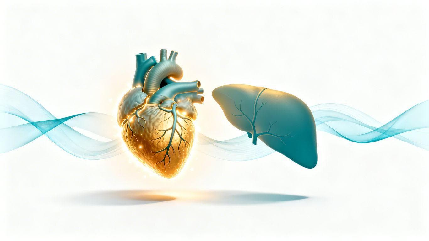 Healthy heart and liver illustration