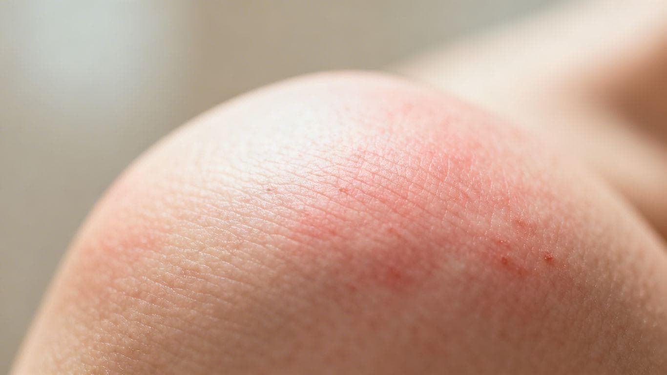 Skin with mild redness and irritation.