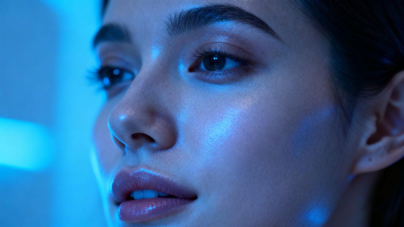 Radiant skin with subtle blue glow