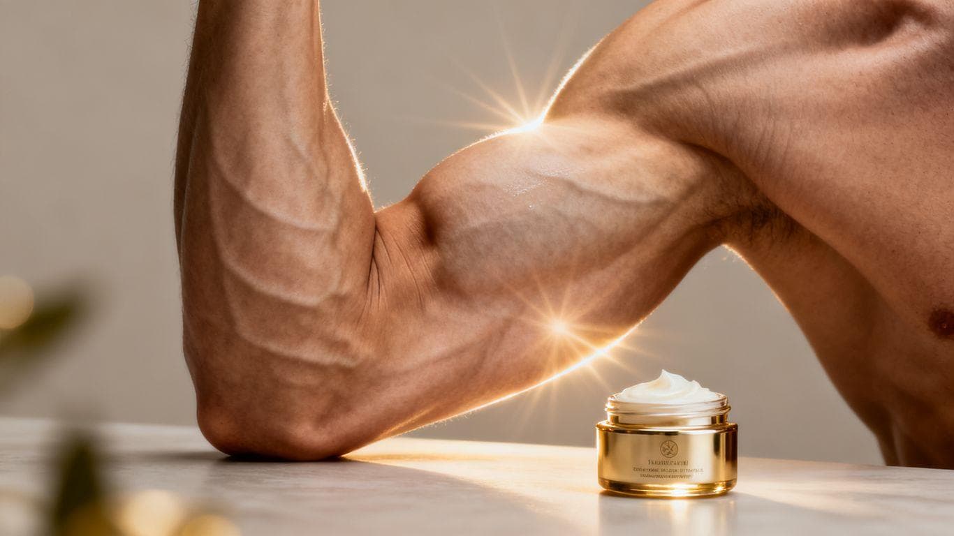 BPC 157 cream enhancing muscle recovery on an arm.