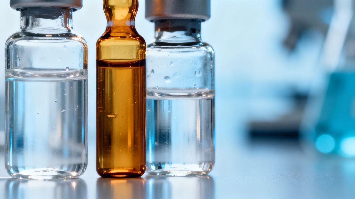 Vials of TB-500 and BPC-157 peptides
