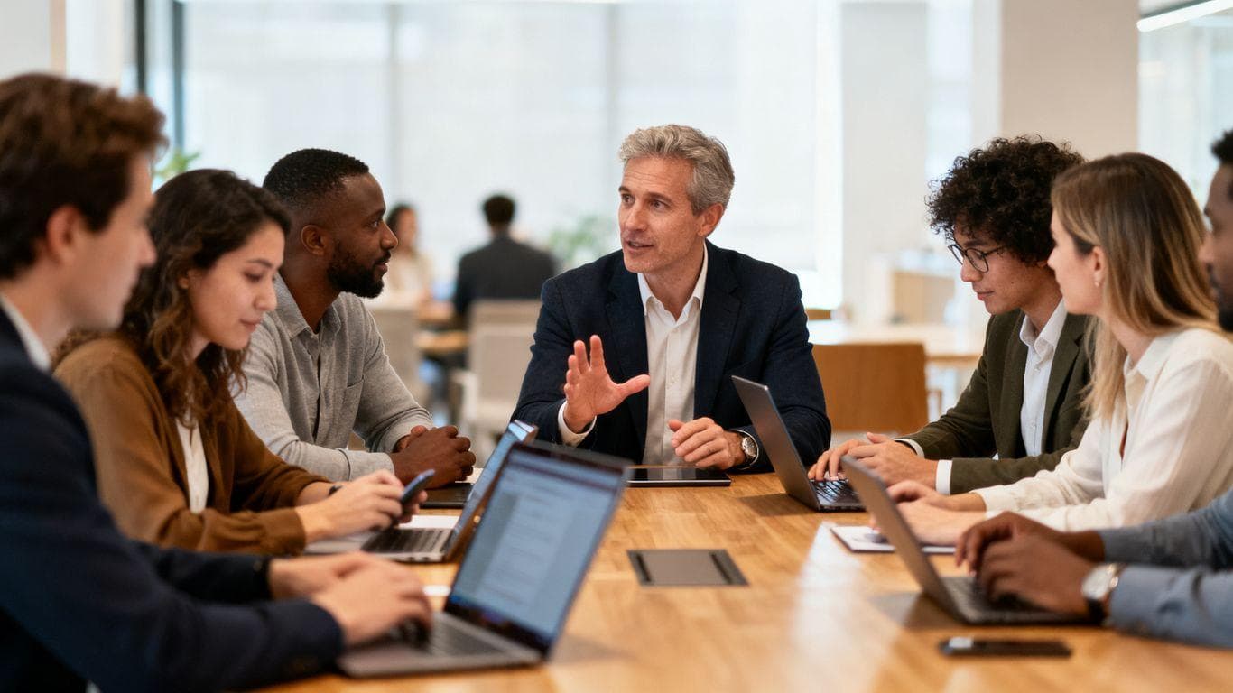 People discussing in a forum setting.