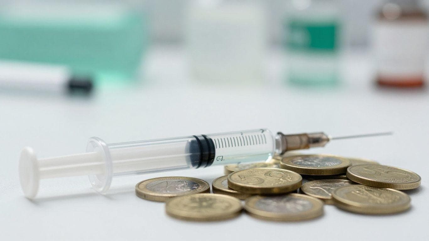 Australian dollars and a weight loss injection syringe.