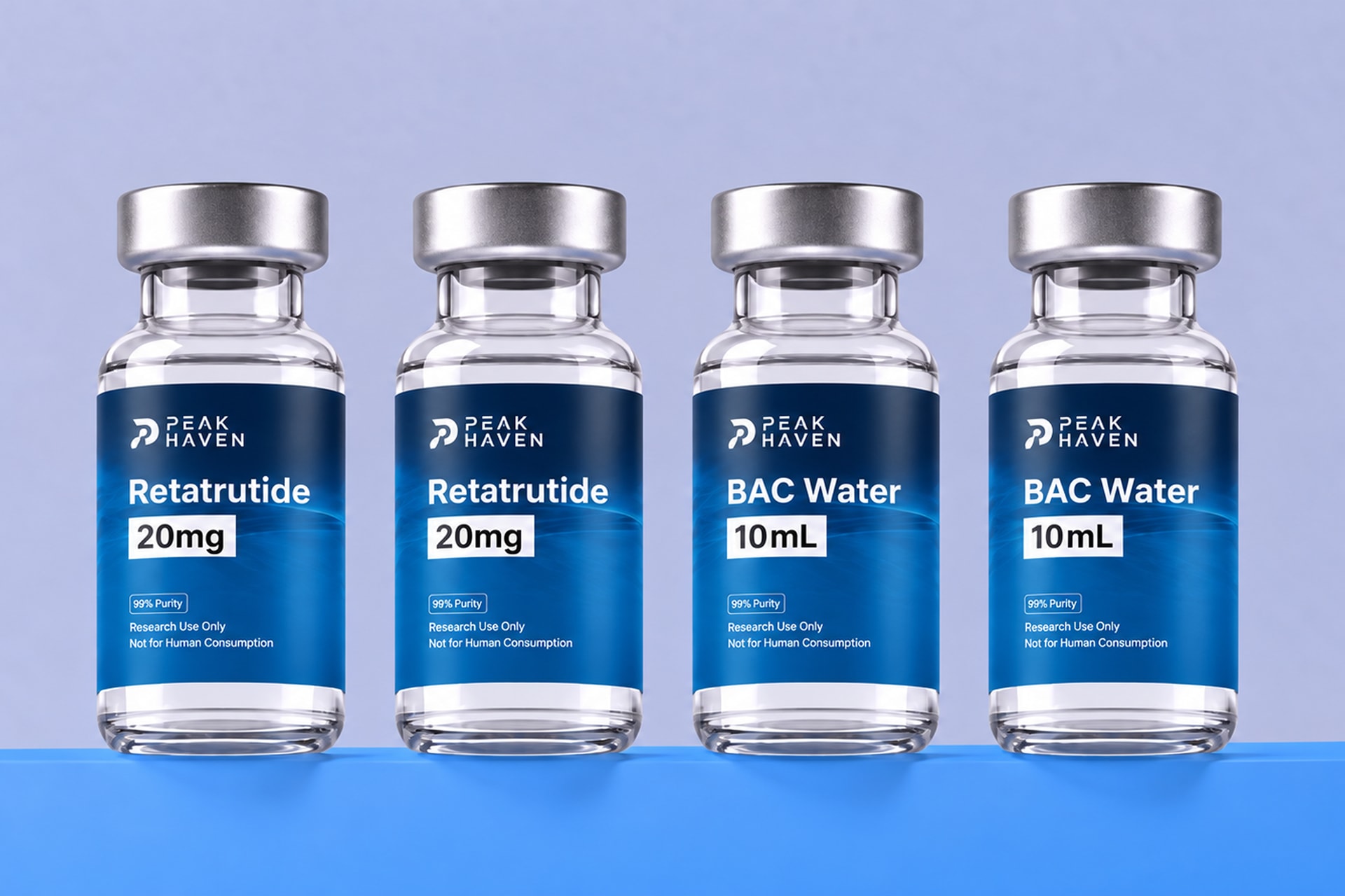 The 60-Day Refill Protocol: two Retatrutide 20mg vials and two BAC water 10mL vials.